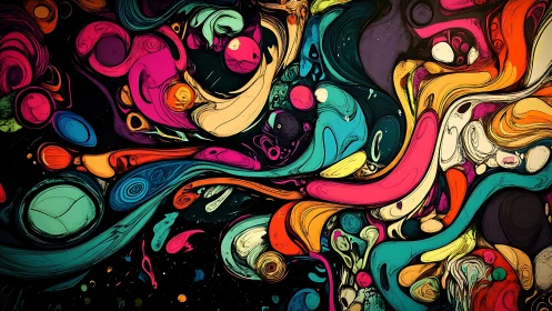 Chromatic vortex flows with cellular abstractions and vectorial swirls.