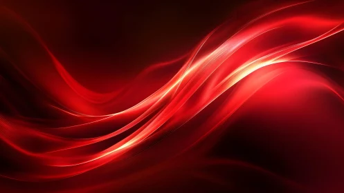 Vibrant red abstract waves with glowing light effects, digital art.