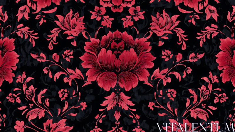 Bold Floral Tapestry in Scarlet and Black.