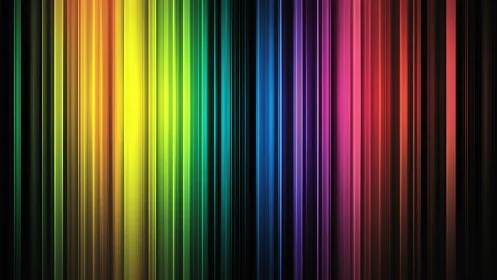 Vertical neon spectrum lines form luminous abstract color field