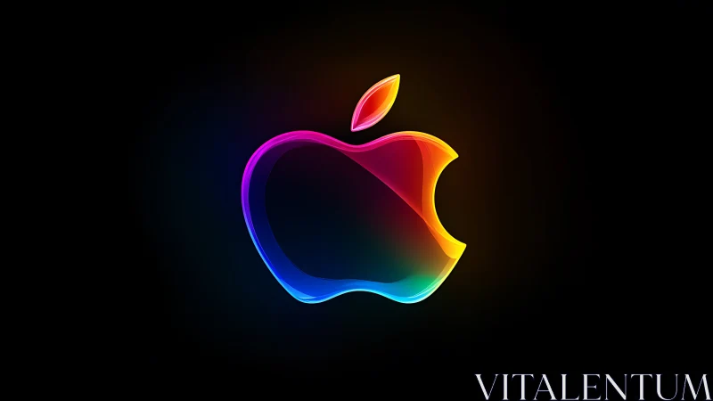 Neon gradient apple silhouette on deep black background.