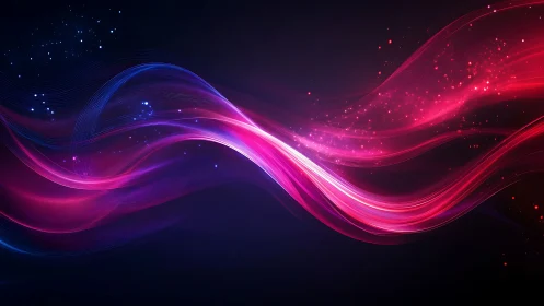 Curved luminous waveforms intersect across a dark gradient field