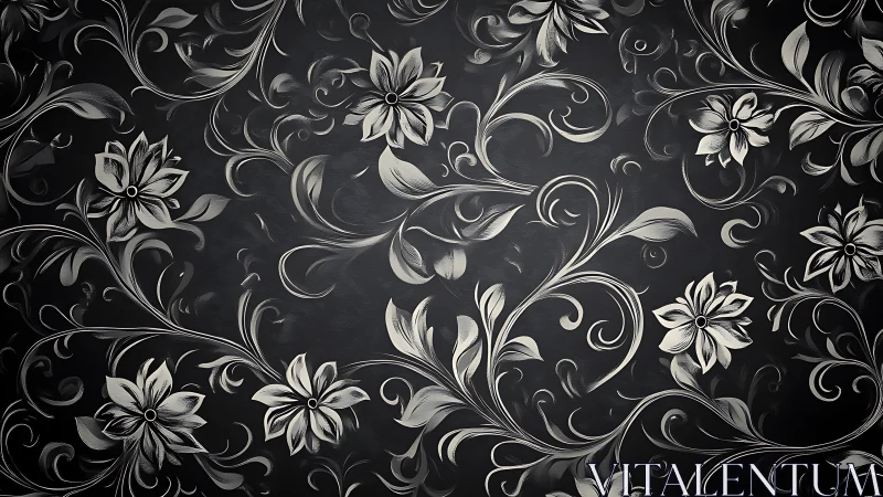 Elegant Floral Damask Pattern in Monochrome Luxury