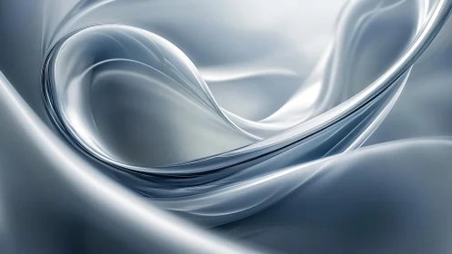 Elegant abstract glass swirl in soft silver and blue tones.