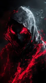 Hooded ember wraith rising in smoke and infernal shadow.