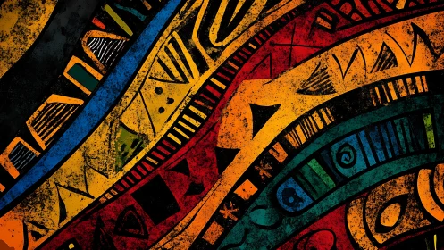 Sun-splashed tribal arcs weaving a restless chromatic rhythm.