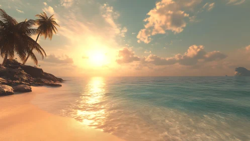 Paradise Unfolds: Where Palm-Kissed Shores Meet Golden Hour Magic.