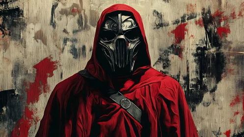 Mysterious masked wanderer wrapped in bold crimson robes.