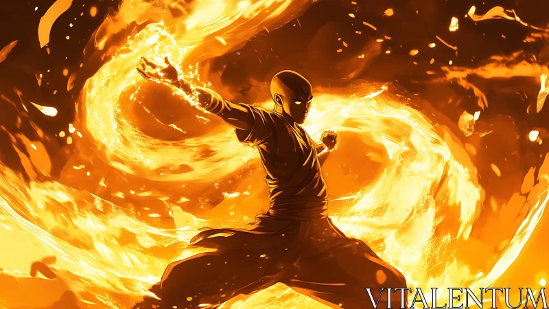 Master of Flames: Firebending Warrior in Motion.