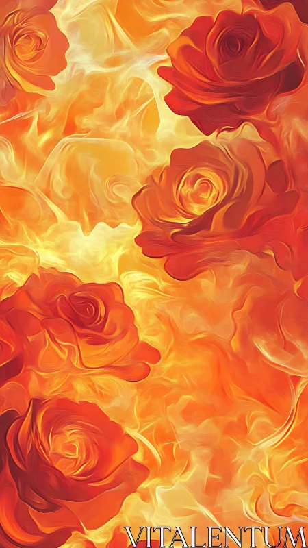 Flaming Roses in Warm Spectrum Gradient.