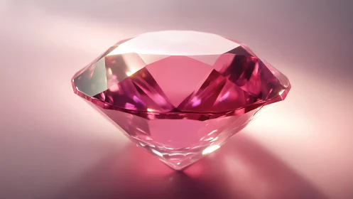 Radiant pink gemstone on blush gradient background.