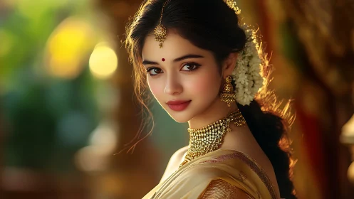 Digital portrait of Indian woman in traditional bridal attire