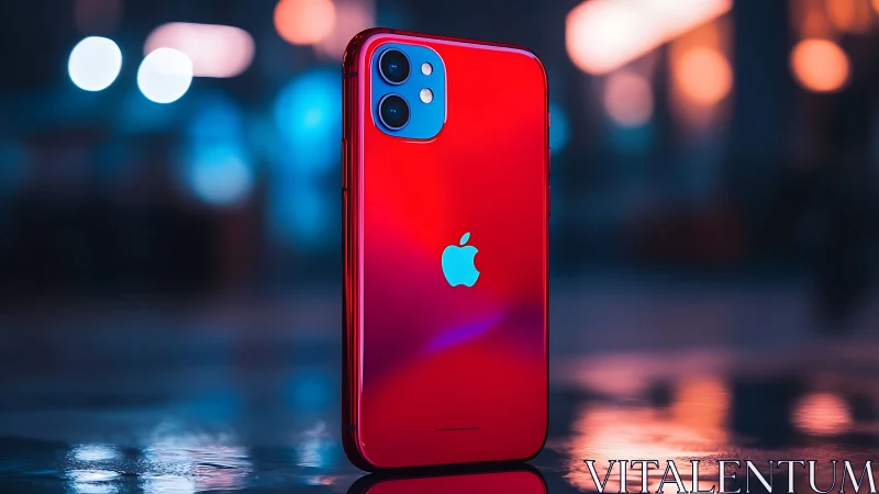 Red iPhone 11 in Urban Glow: Tech Style Captured.