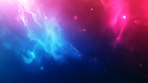 Digital nebula gradient with luminous bokeh particle field.