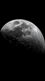 Crescent moon rises from deep black space in stark contrast