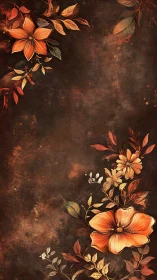 Botanical study: golden flowers against weathered rust textures.