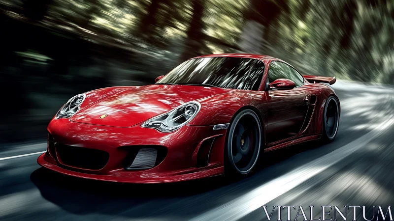 Scarlet canyon sprinter carving light through the forest road.