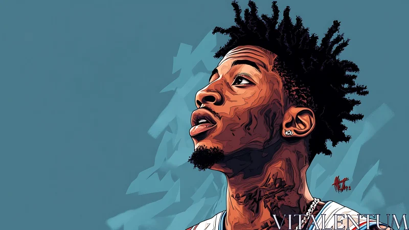 Stylized side-profile digital portrait of a young male subject