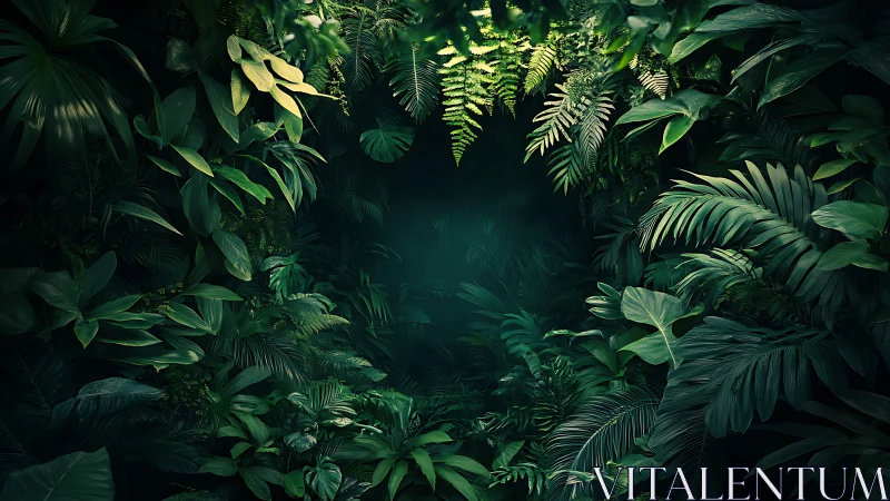 Tropical Foliage Frame with Luminous Canopy Opening