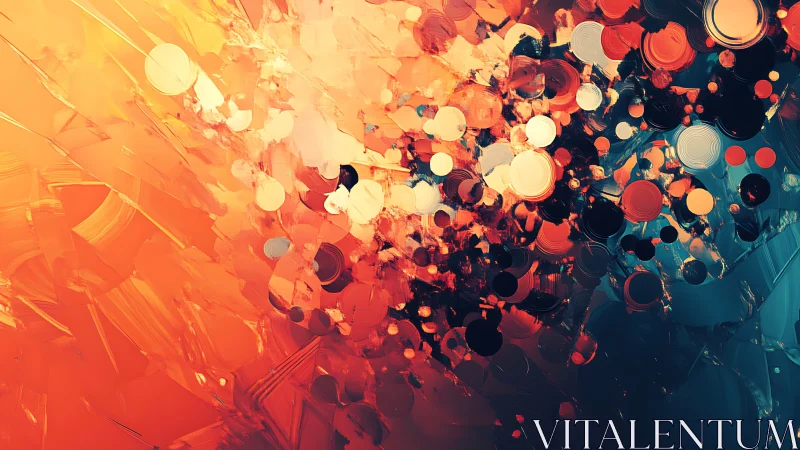 Abstract circular forms in warm to cool color gradient field.