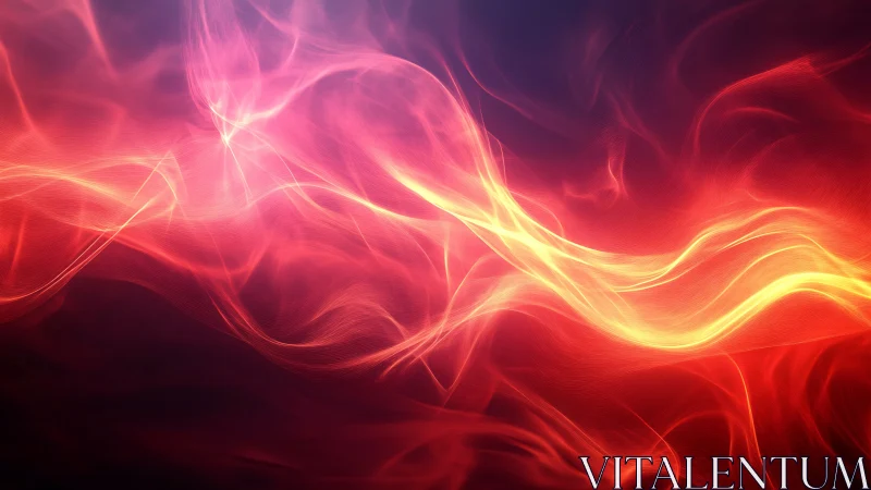 Dynamic Energy Flow: Luminous Red and Golden Wave Abstraction.