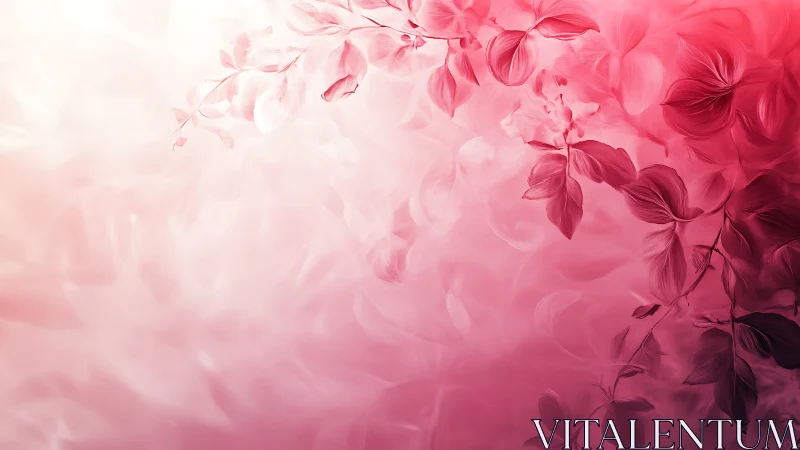 Gradient pink floral foliage abstraction with soft bokeh light