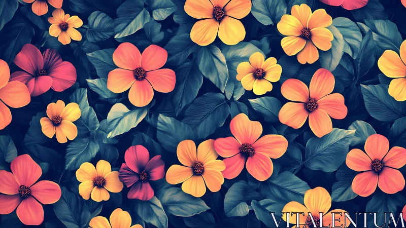 Botanical Gradient Composition: Dense Floral Repeat Pattern Study.