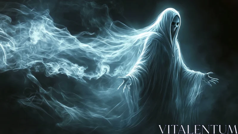 Spectral wraith materializes in volumetric ghostly light shroud