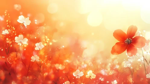 Luminescent Wildflower Field with Bokeh Light Diffusion and Warm Color Gradient