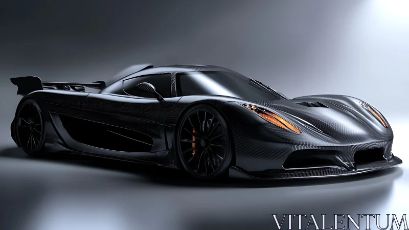 Sleek black supercar glides forward with dramatic modern style
