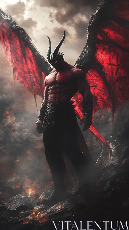 Infernal winged warlord rises from molten twilight ash.