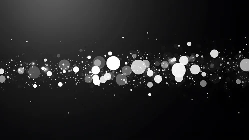 Monochrome bokeh particle stream on dark gradient field.