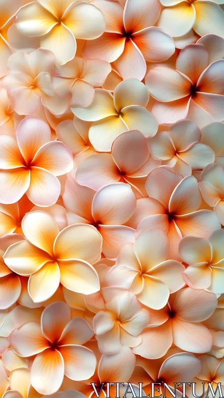 Backlit Plumeria Blossoms with Gradient Luminosity and Translucent Petal Texture