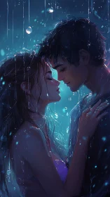 Cyberpunk Romance Rendered Luminous Couple