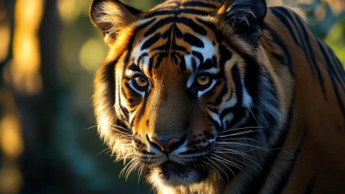 Golden light meets the steady gaze of a watchful tiger