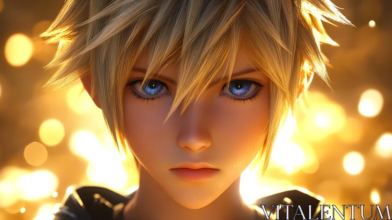 High-detail anime portrait with volumetric bokeh backlighting