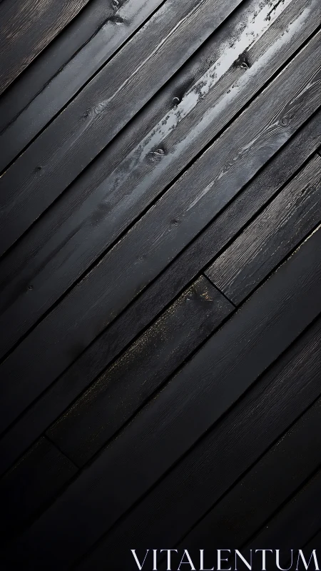 Midnight timber boards gleam with quiet industrial drama.