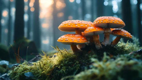 Forest lantern mushrooms quietly rehearse for dawn’s curtain