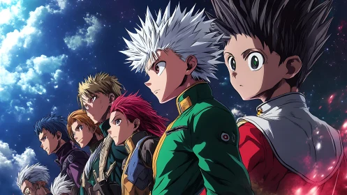 Starlit heroes lean forward as cosmic winds test their resolve