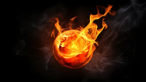 Flaming Ball of Fire with Dynamic Burning Flames.