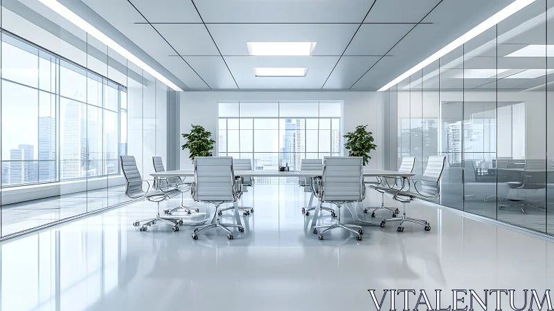 Modern Office Space Bathed in Sunlight.