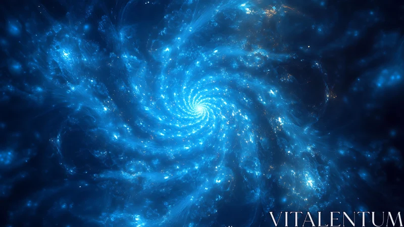Glowing blue galaxy spiral inviting a quiet cosmic pause.