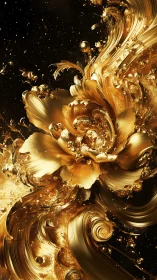 Liquid gold blossom unfurls like molten starlight in orbit
