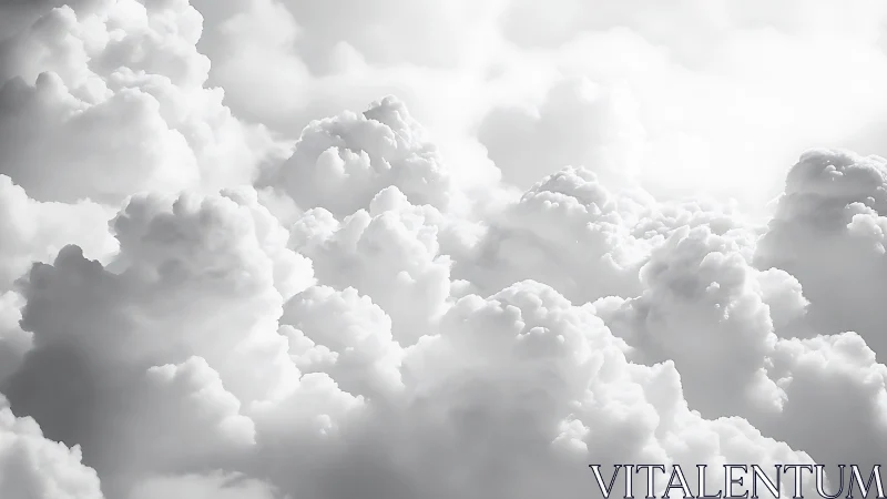 Volumetric cumulus cloudscape in soft diffused daylight.