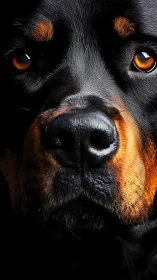 Intense close-up of a dog&rsquo;s face in dramatic low light