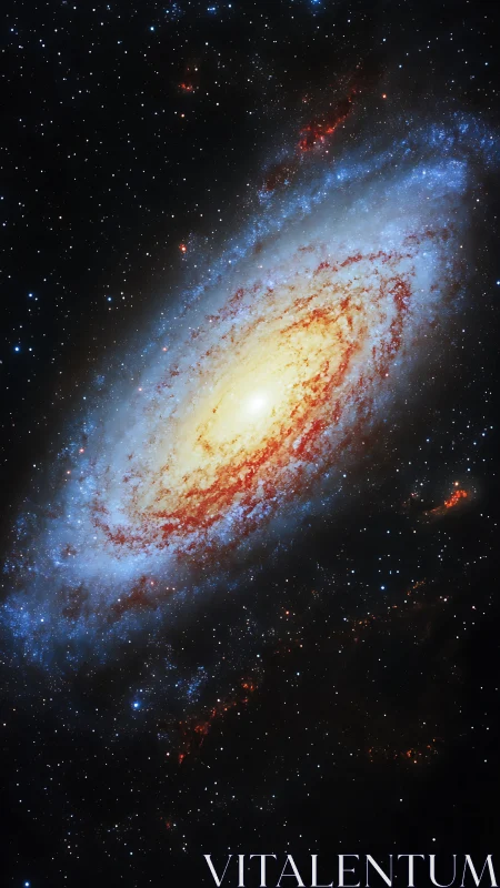 Spiral galaxy with bright core and extended star field.
