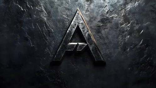Metallic Letter A Logo on Textured Dark Stone Background.
