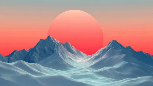 Glacial ridge topology under oversized chromatic horizon sun.