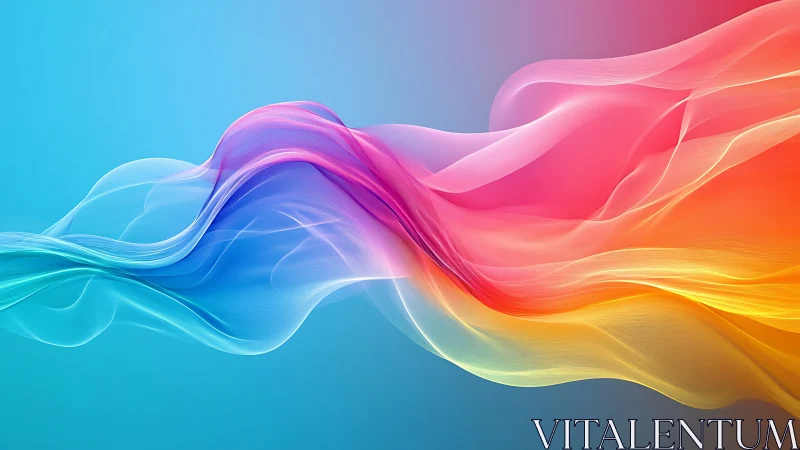 Multicolor translucent waveforms on blue gradient background.