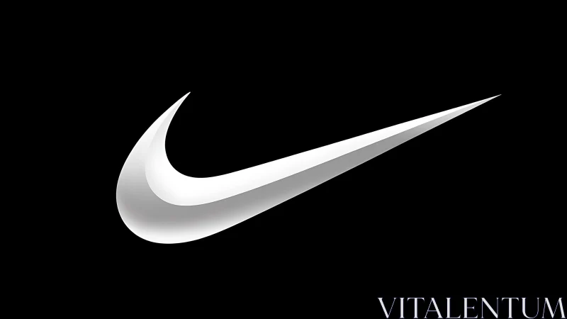 Bold white swoosh flows confidently across deep black